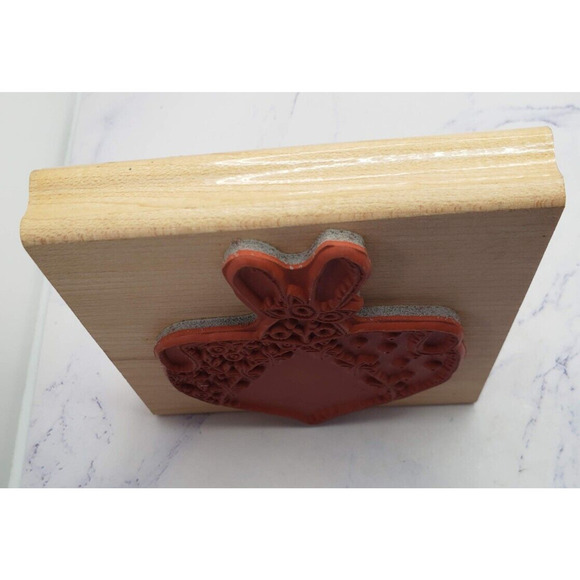 Annette Watkins Patchwork Bunny Heart Quilted Wood Mounted Rubber Stamp J1147 - Picture 4 of 7